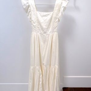 Madewell Ruffle Strap Tie Back Tiered Midi Dress